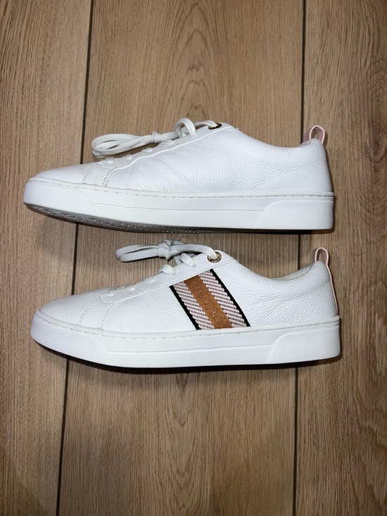 Ted Baker Shoes - Ted Baker White Leather Sneakers with Blush Heel Tab